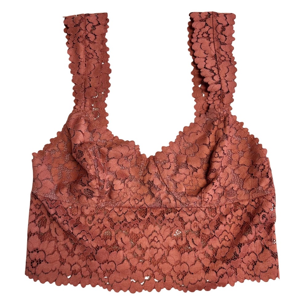 Free People Intimately Adella Lace Bralette Rust Terracotta Boho Crop Top Large